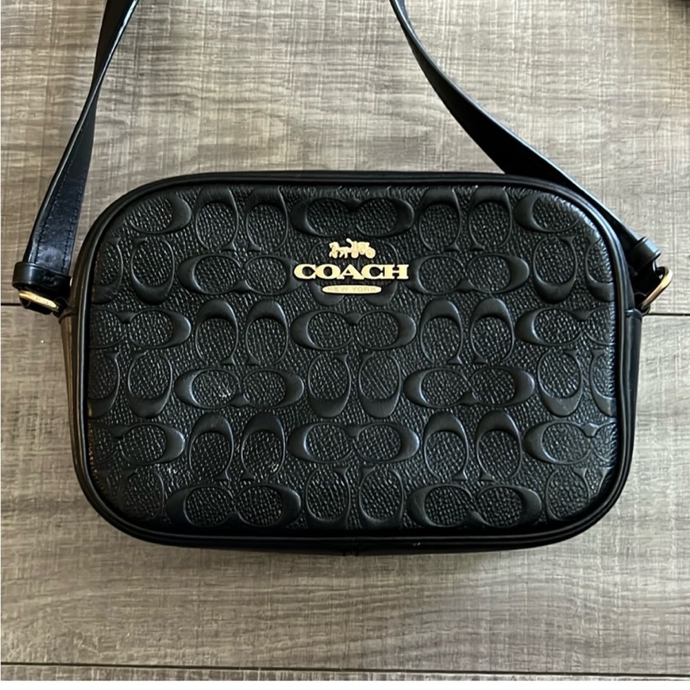 Coach black leather camera/crossbody